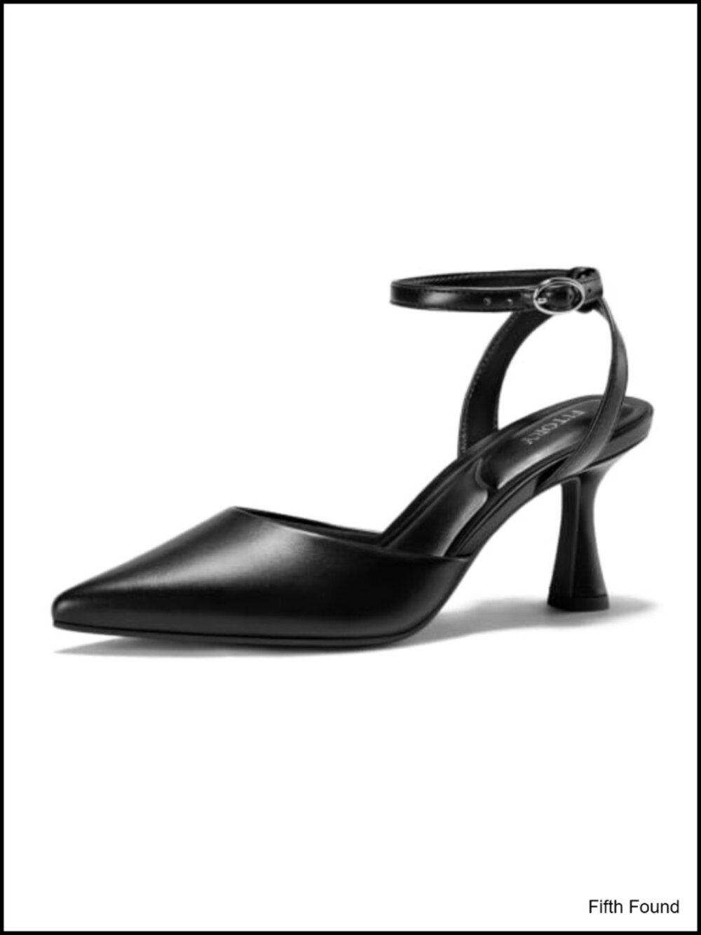 Faux Leather Kitten Heel Pumps Closed Toe Ankle Strap Dress Shoes